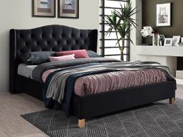 Kárpitozott ágy ASPEN VELVET 160 x 200 cm szín fekete/ tölgy