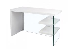 WHITE WOOD átlátszó üveg íróasztal