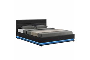 BIRGET fekete ökobőr ágy 160x200cm