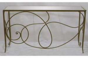 DANIELA átlátszó és arany vas konzolasztal