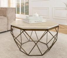 DIAMOND réz és bézs travertin dohányzóasztal