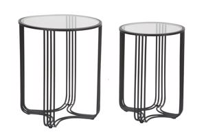 DUBLINO 2 darabos fekete és átlátszó vas lerakóasztal