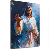 Jézus a fényből | akrillal és arany levéllel festett