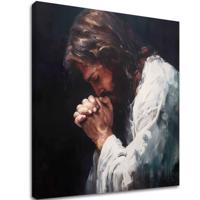 Jézus imádkozik | akrillal és arany levéllel festve