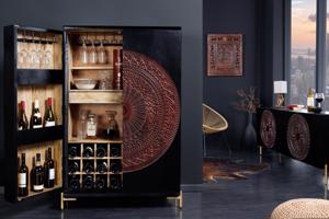 MANDALA fekete tömörfa bárasztal 140cm
