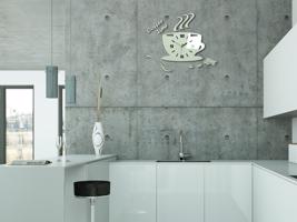 Modern falióra COFFE TIME 3D WHITE NH045-white (öntapadó)