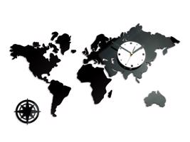 Modern falióra WORLD   (több részből álló öntapadó faliórák)