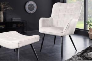 SCANDINAVIA bézs bársony fotel 100cm