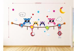 STICKER bagoly tarka és kék műanyag falmatrica
