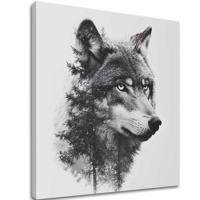 Vászonfestmény Wolf View - Modern fekete-fehér motívum